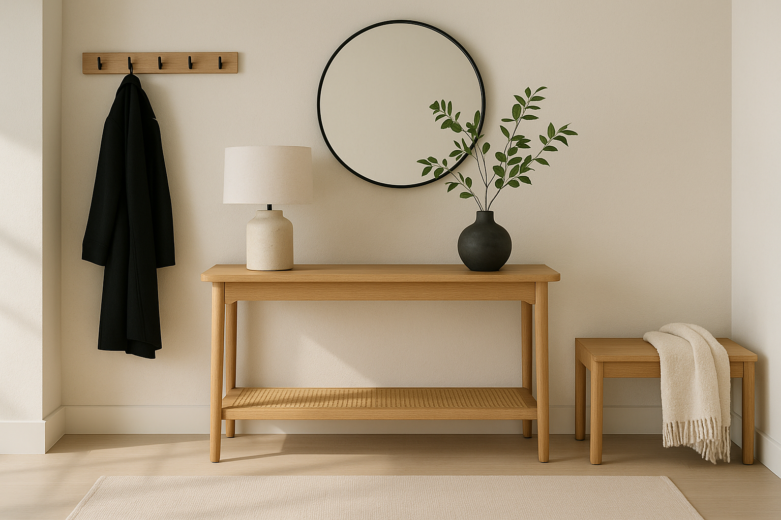 Thoughtfully Selecting the Best Furniture for a Japandi Entryway interior design inspiration